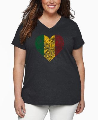 Plus Size One Love Heart Word Art V-Neck T-Shirt