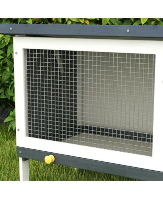 Fir Wood Rabbit Hutch W/ Slide-Out Tray and Openable Roof, Dark