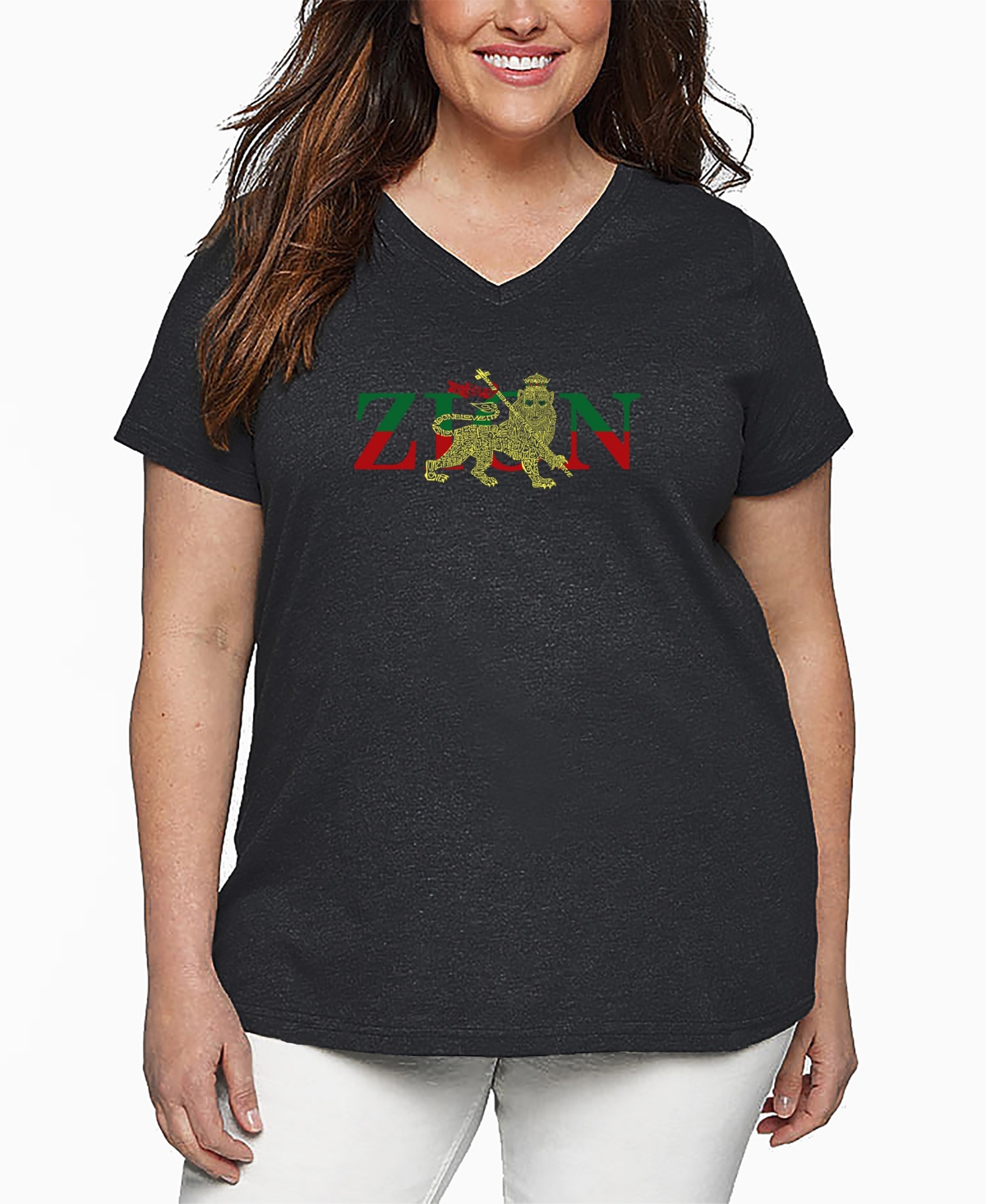 La Pop Art Plus Size Crazy Little Thing Called Love Word Art V-neck T-shirt In Gray