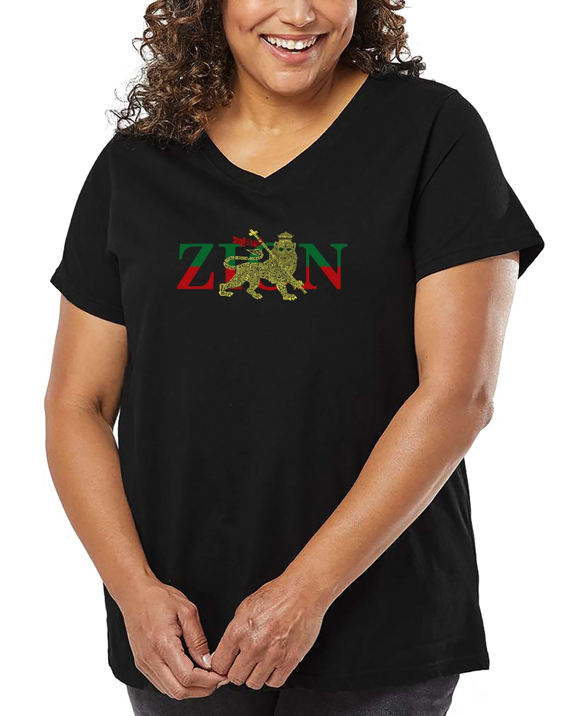 La Pop Art Plus Size Have Yourself A Merry Little Christmas Word Art V-neck T-shirt In Black