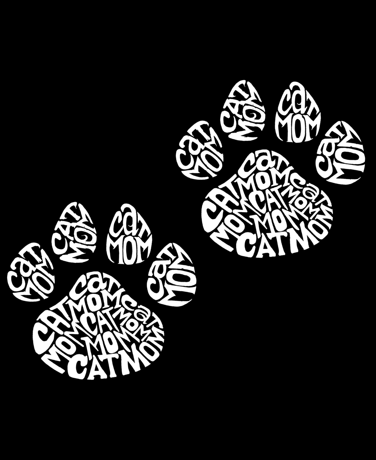 La Pop Art Plus Size Woof Paw Prints Word Art V-neck T-shirt In Black