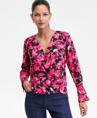 Inc International Concepts Womens Surplice Long Sleeve Blouse Xs 3x Exclusively At Macys