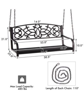Patio Hanging Porch Swing 2-Person Outdoor Metal Swing Bench Chair w/ Chains