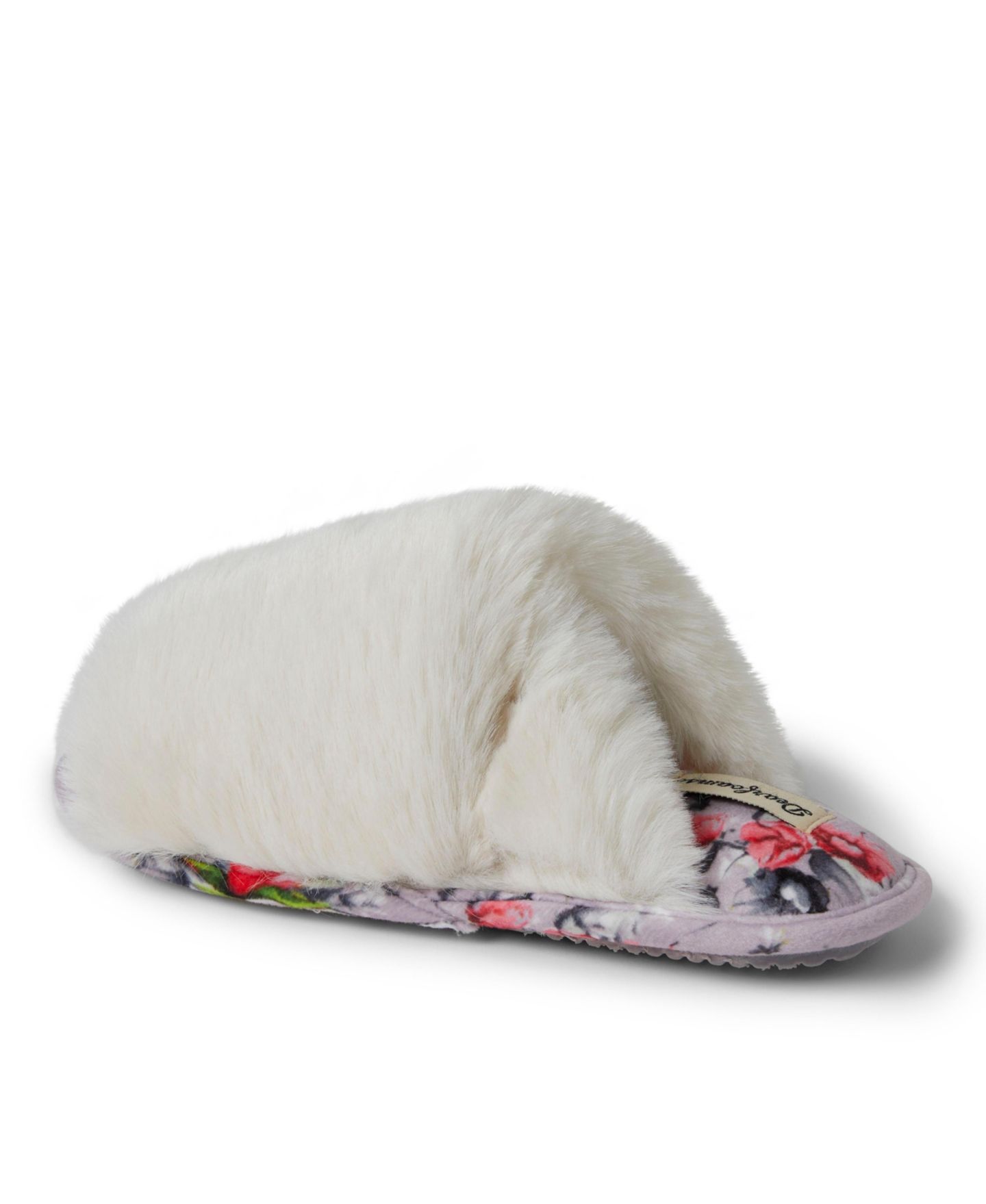 Женские тапочки Dearfoams Louise Fuzzy Cross Band Slide Slipper with Eyemask Gift Set, цвет: Муслиновый — фото 5