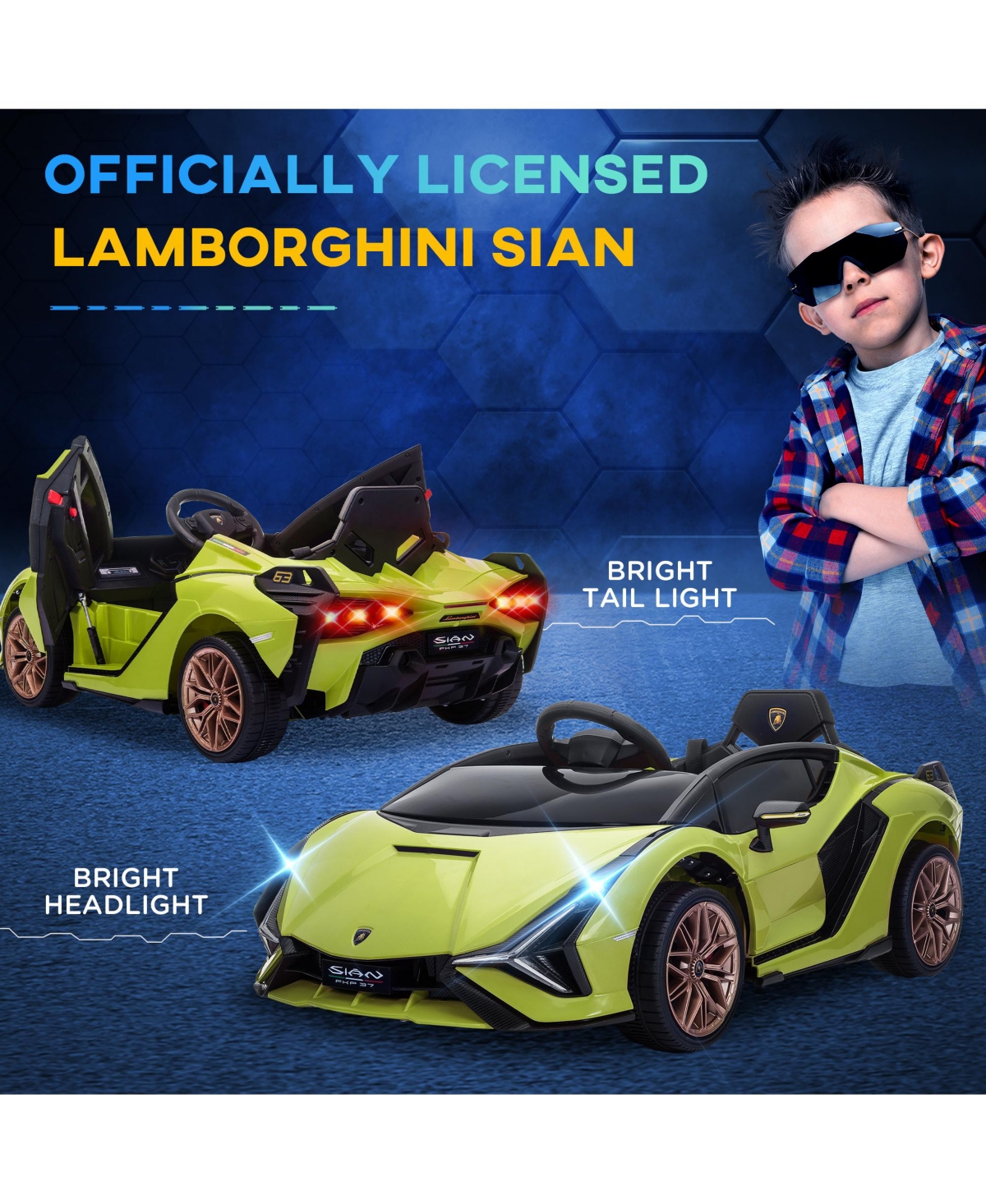 Aosom 12V Lamborghini Sian Licensed Electric Car for Kids,