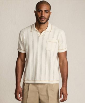Men's Short Sleeve Textured Tipped Sweater Polo