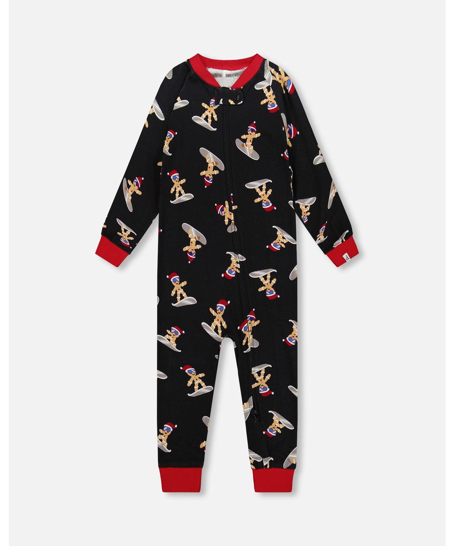 Baby Boy Cotton Interlock One-Piece Pajama Black Cookie Print - Baby