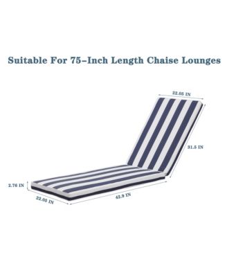 75 Inch Blue Striped Chaise Lounge Cushion Set with Removable Covers