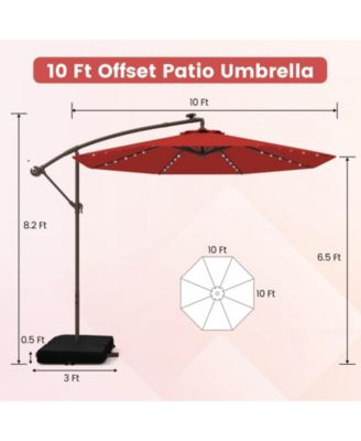 10 Feet Solar Offset Hanging Umbrella with 40 Lamp Beads and Solar Panel