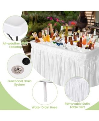 4 Feet Plastic Party Ice Folding Table with Matching Skirt and Ice Bucket