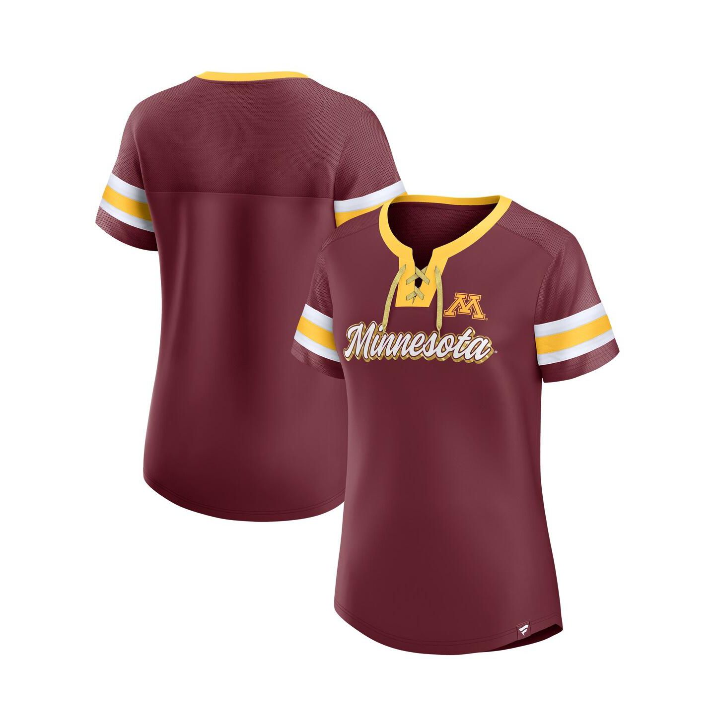 Женская футболка Fanatics Maroon Minnesota Golden Gophers Iconic Athena Lace-Up — фото 1