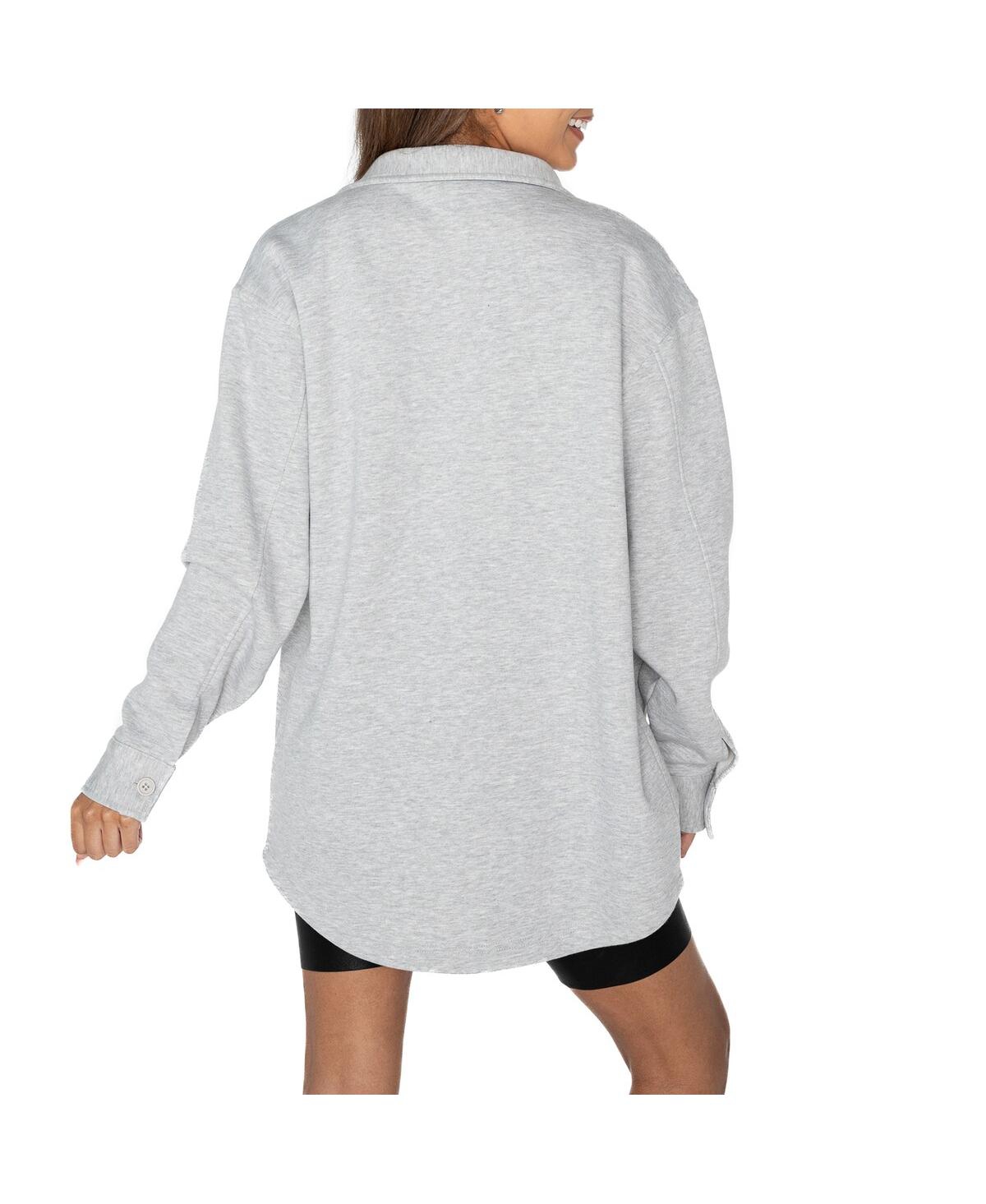 Gameday Couture Women's Ash Navy Midshipmen Foundation Full-button Long Sleeve Overshirt In Gray