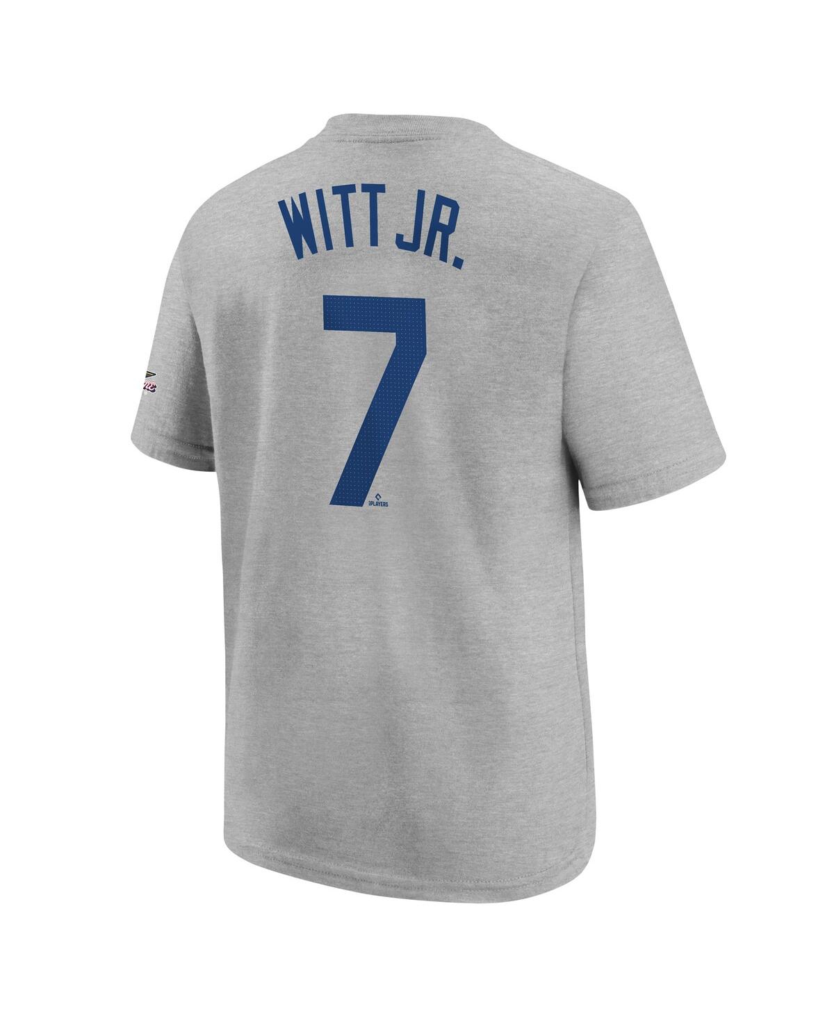 Nike Youth  Bobby Witt Jr. Heather Gray Kansas City Royals 2025 Mlb All-star Edition Name & Number T- In Gray