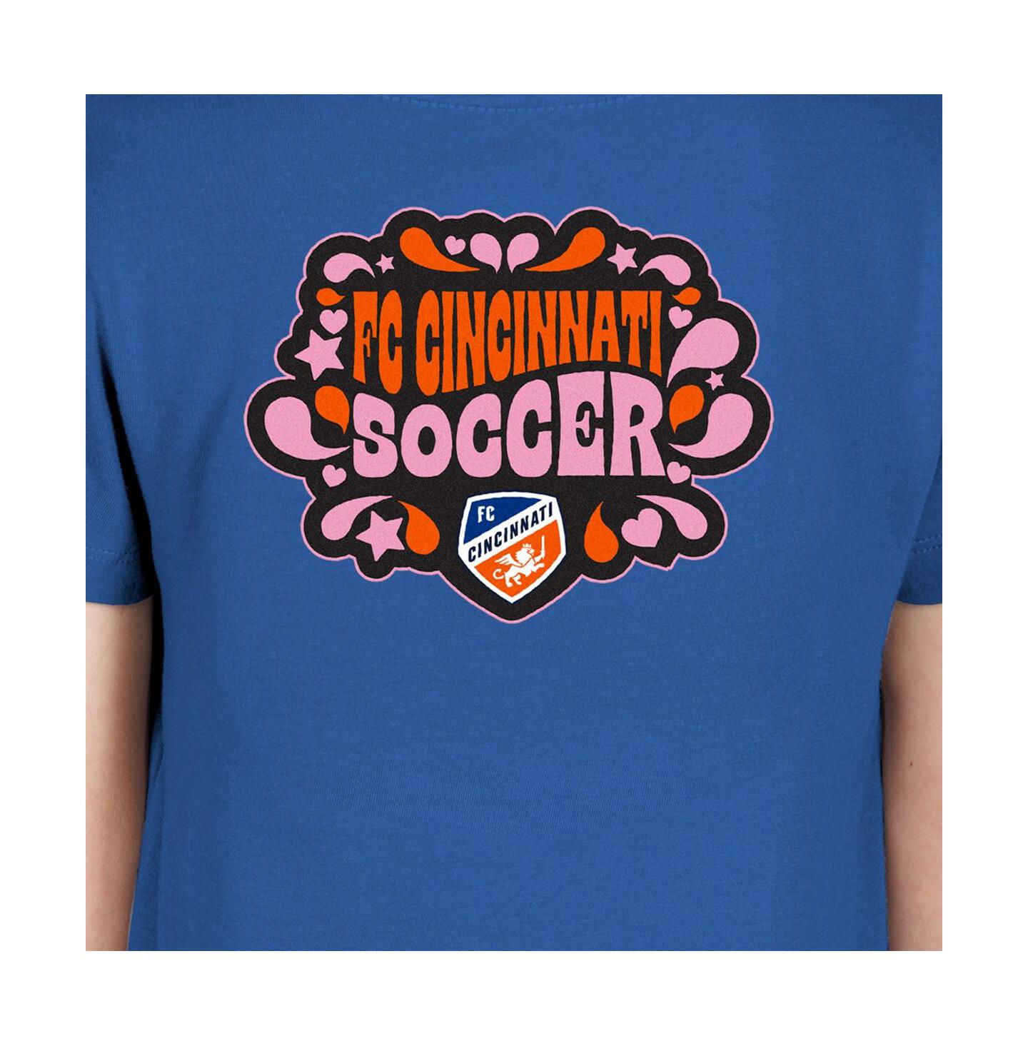 Футболка New Era Blue FC Cincinnati Bubble Heart для девочек — фото 2