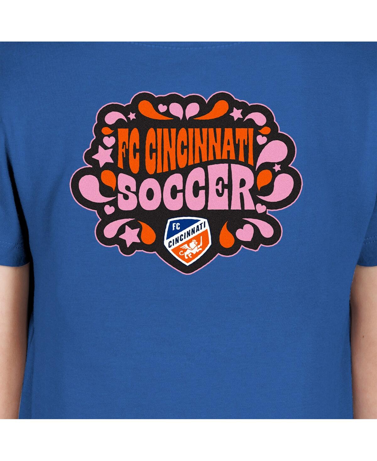 New Era Big Girls Blue Fc Cincinnati Bubble Heart T-shirt In Blue