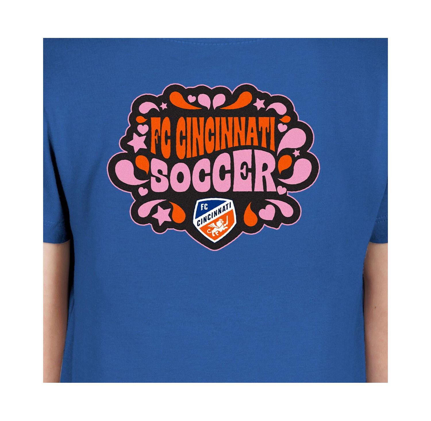 Big Girls Blue FC Cincinnati Bubble Heart T-Shirt