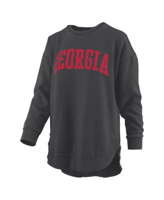 Women's Black Georgia Bulldogs M&eacute;lange Poncho Vintage Fleece Long Sleeve Pullover Sweatshirt