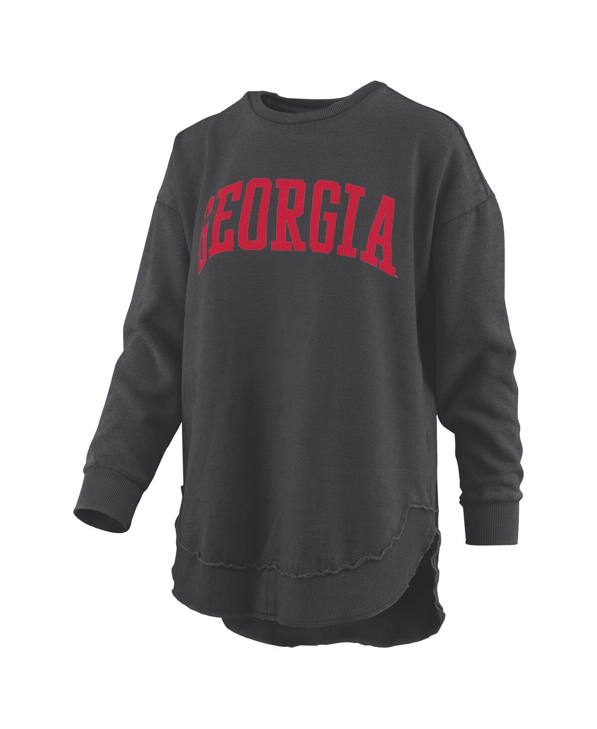 Pressbox Black Georgia Bulldogs Melange Poncho Vintage Fleece Long Sleeve Pullover Sweatshirt In Black
