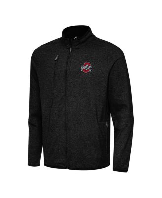 Antigua - Men's Heather Black Ohio State Buckeyes Hold-Up Full-Zip Tri-Blend Jacket