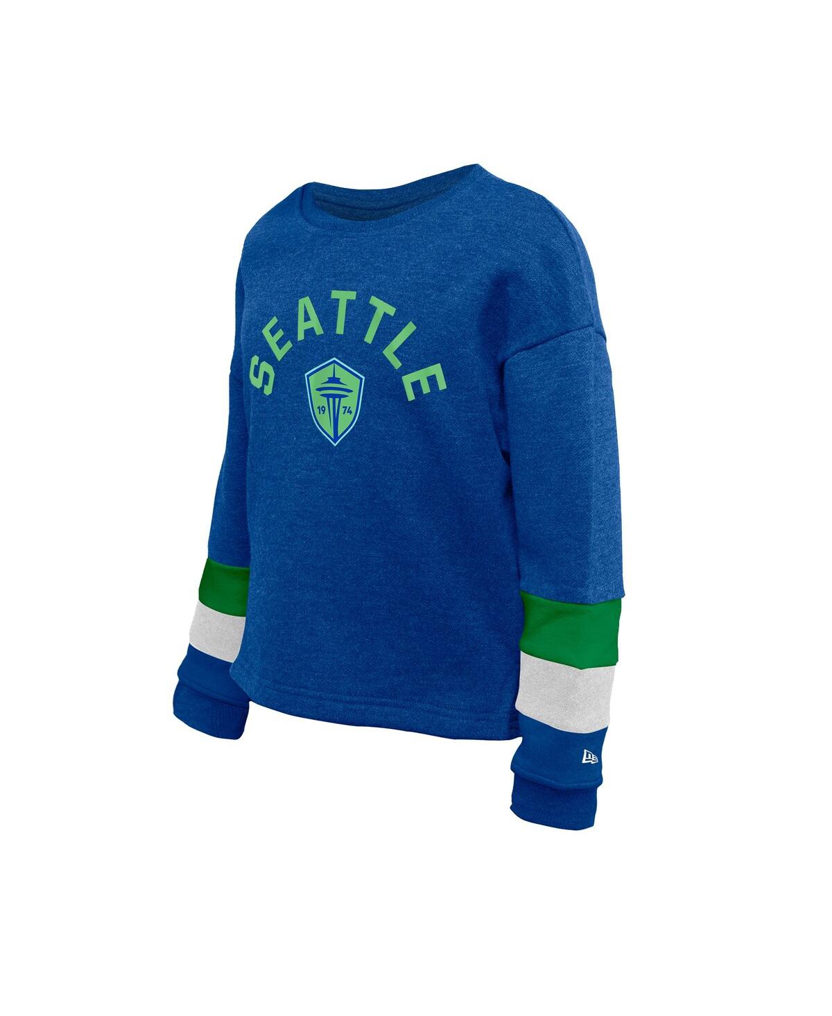 5th & Ocean By New Era Big Boys And Girls Â Blue Seattle Sounders Fc High-low Crewneck Sweatshirt In Blue