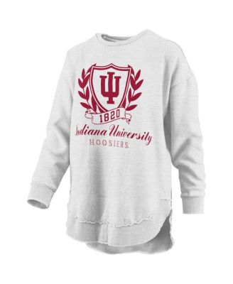 Women's Heather Gray Indiana Hoosiers Field Day M&eacute;lange Poncho Pullover Sweatshirt
