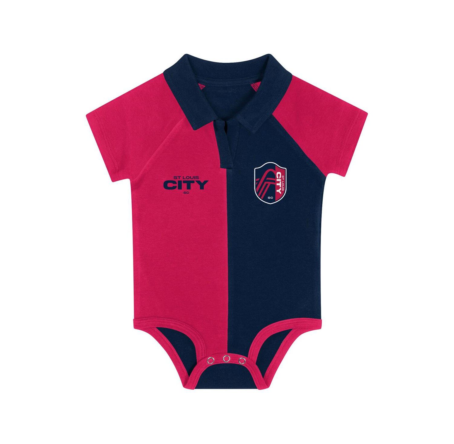 Newborn Red St. Louis City SC Newborn League Champ V-Neck Raglan Bodysuit