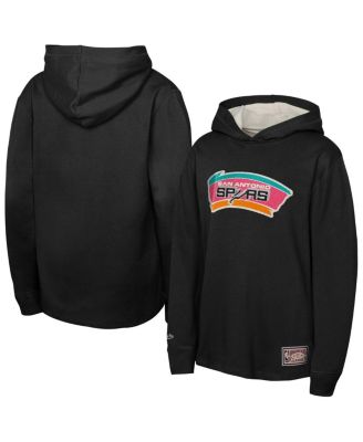 Mitchell & Ness - Big Boys and Girls Black San Antonio Spurs Hardwood Classics Lightweight Thermal Long Sleeve Hoodie T-Shirt