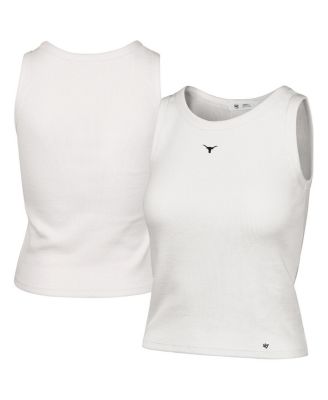 '47 Brand - Women's Cream Texas Longhorns Micro Logo Ribbed Cropped Tank Top