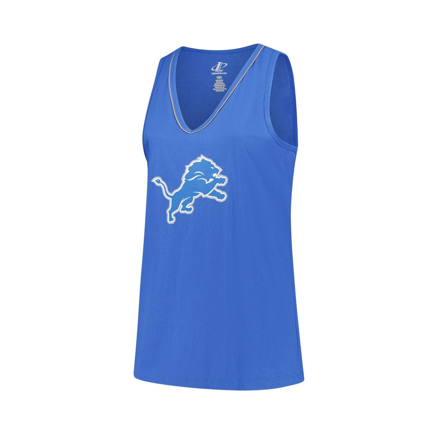 Women's Blue Detroit Lions Plus Size Stellar Win V-Neck Tank Top