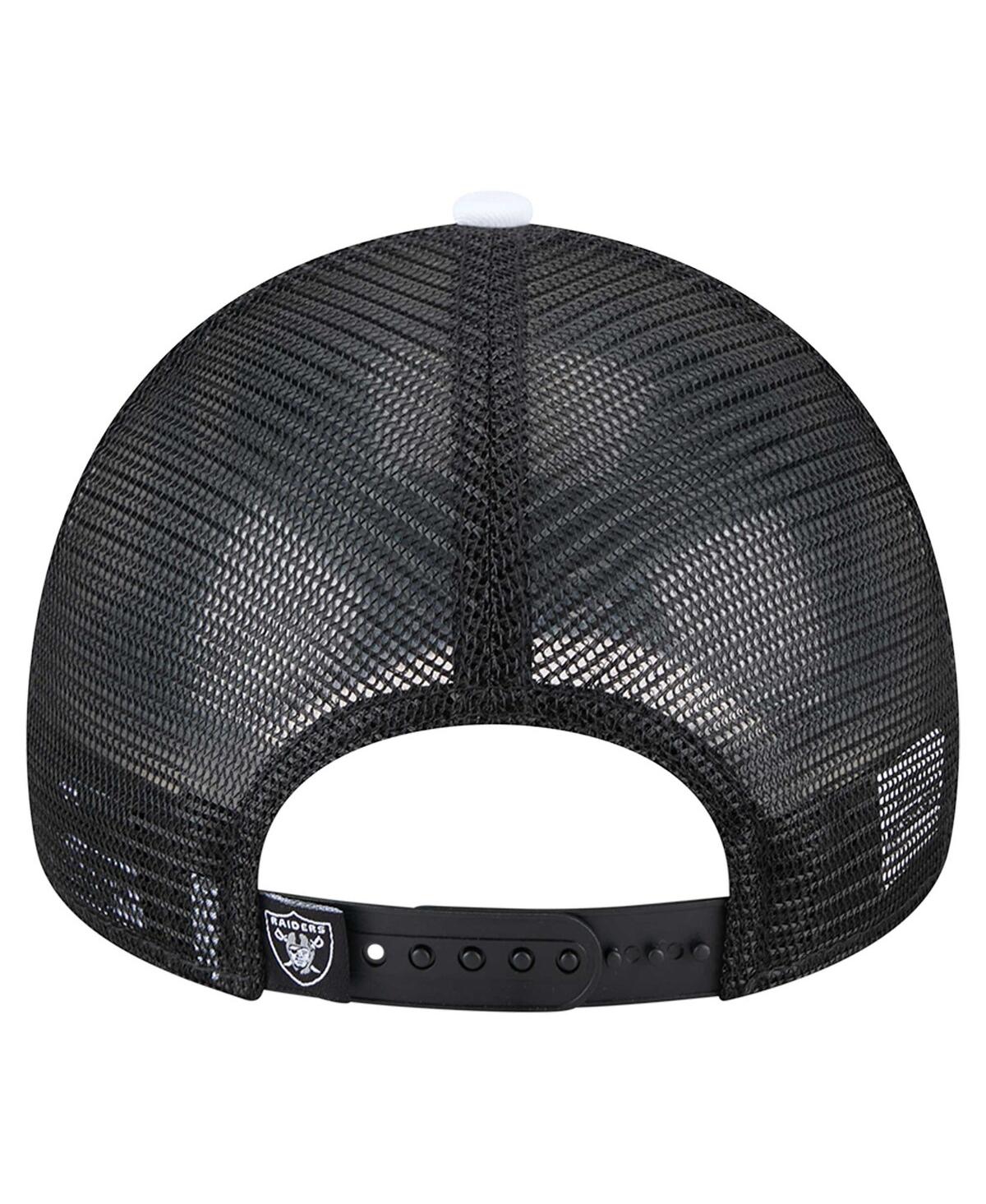 New Era Big Boys And Girls Black Las Vegas Raiders Sport Night Color Block 9forty A-frame Trucker Adjustable In Black