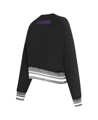 Women's Black Sacramento Kings Area Code Cropped Pullover Sweatshirt
