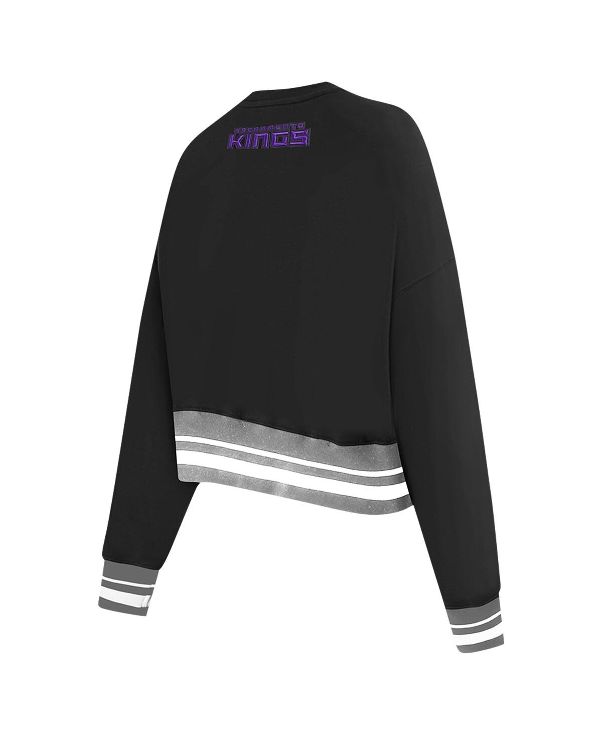 Pro Standard Women's Black Sacramento Kings Area Code Cropped Pullover Sweatshirt In Black