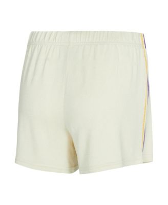 Women's 2-Piece Cream Los Angeles Lakers Kaki Hacci Knit Long Sleeve Top and Shorts Set