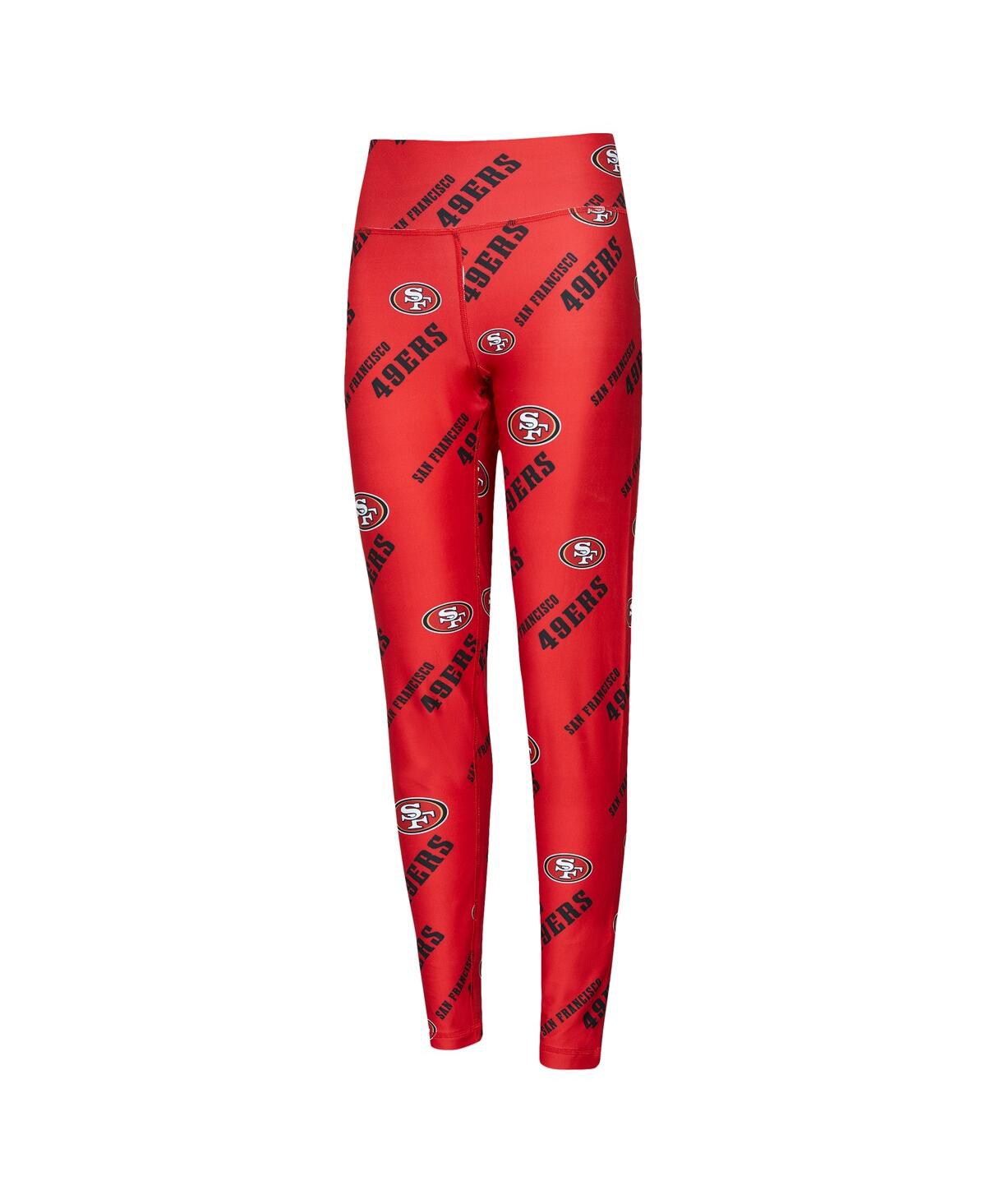 Concepts Sport Women's Scarlet San Francisco 49ers Breakthrough Allover Print Knit Sleep Leggings In Red