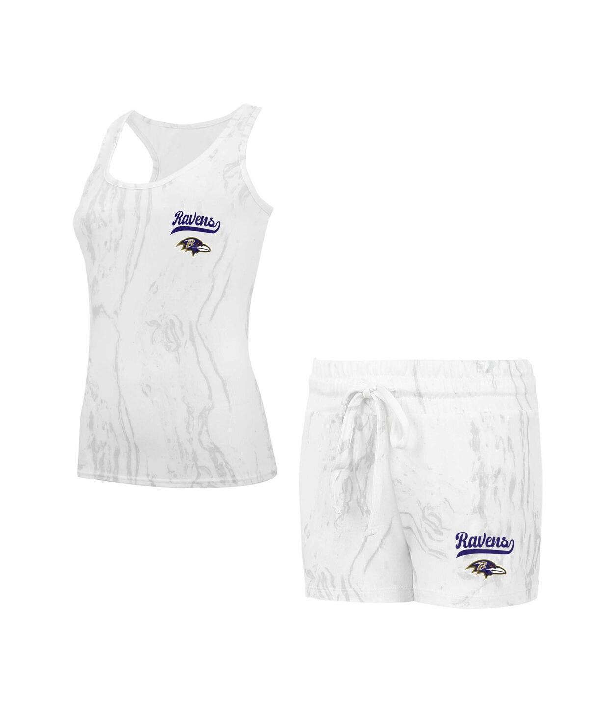 Concepts Sport Women's Baltimore Ravens Quartz Hacci Knit Tank Top Shorts Sleep Set In Multi