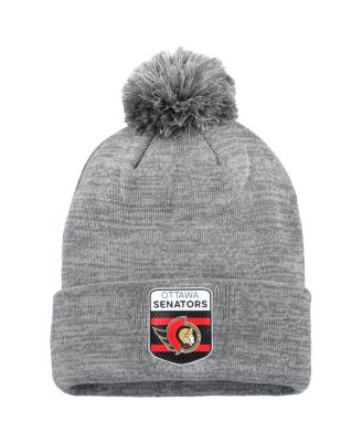 Fanatics - Men's Gray Ottawa Senators Authentic Pro Home Ice Cuffed Knit Pom with Hat