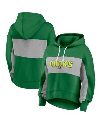 Fanatics - Women's Green/Gray Oregon Ducks Fleece Pullover Hoodie
