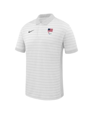 Men's White U.S. Paralympics Team Victory Stripe Performance Polo Shirt