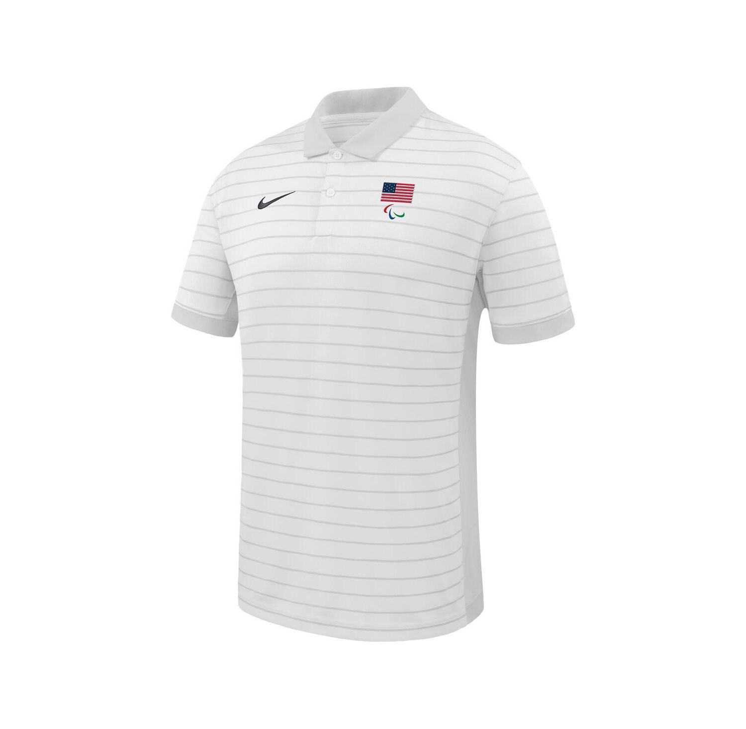 Men's White U.S. Paralympics Team Victory Stripe Performance Polo Shirt