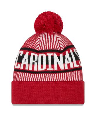 Men's Cardinal Arizona Cardinals Striped Cuffed with Pom Knit Hat