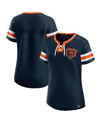 Fanatics - Women's True Navy Chicago Bears Lace-Up Bling T-Shirt