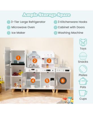 Kids Kitchen Playset 3-in-1 with Refrigerator and Washing Machine