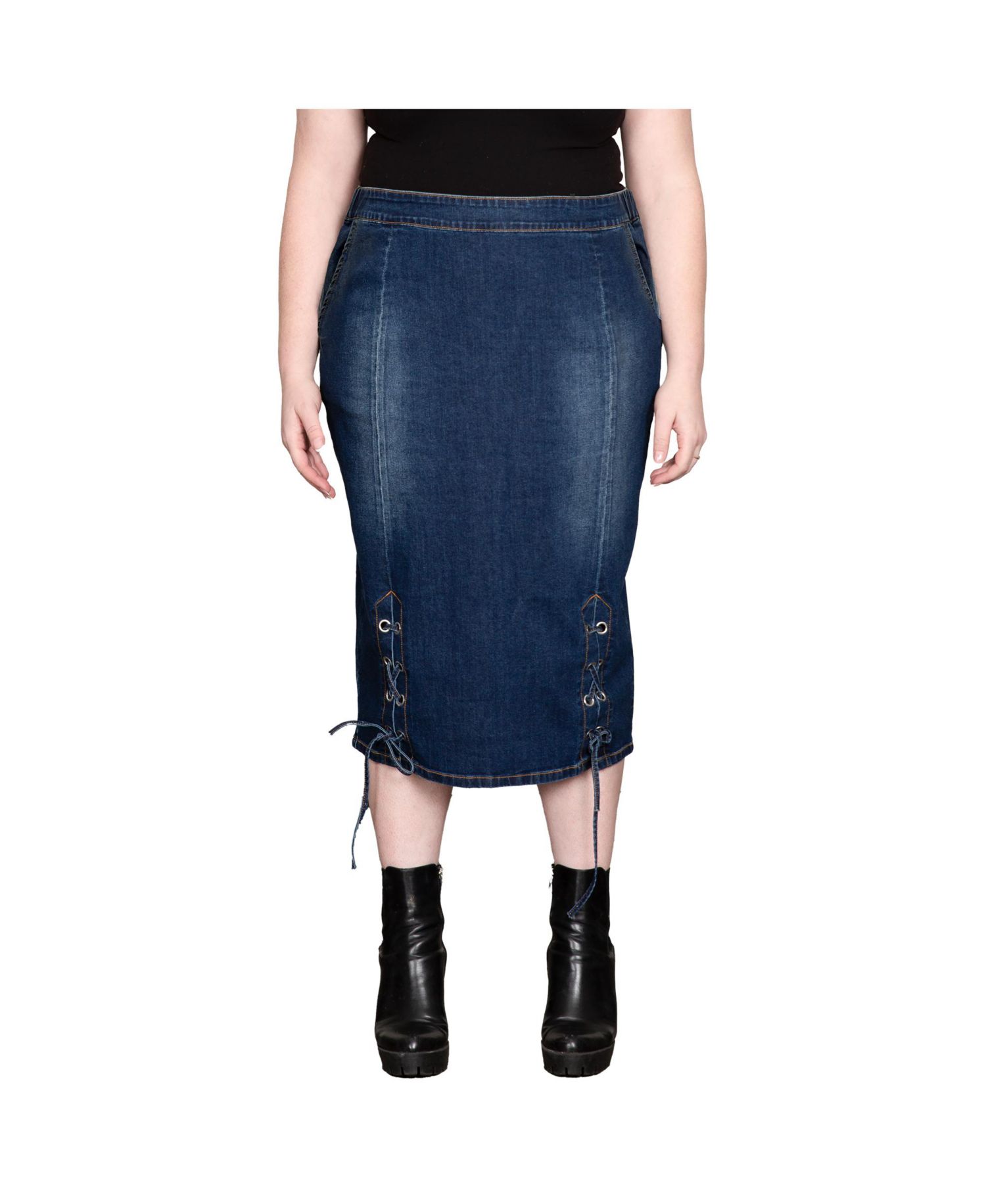 Plus Size Women's High Waist Denim Pencil Skirt