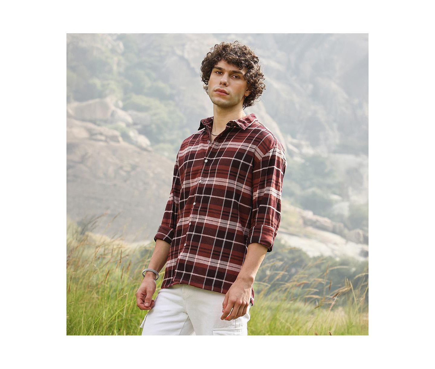 Мужские куртки Cahoot Campus Sutra Tartan Plaid Shacket, цвет: Коричневый — фото 3