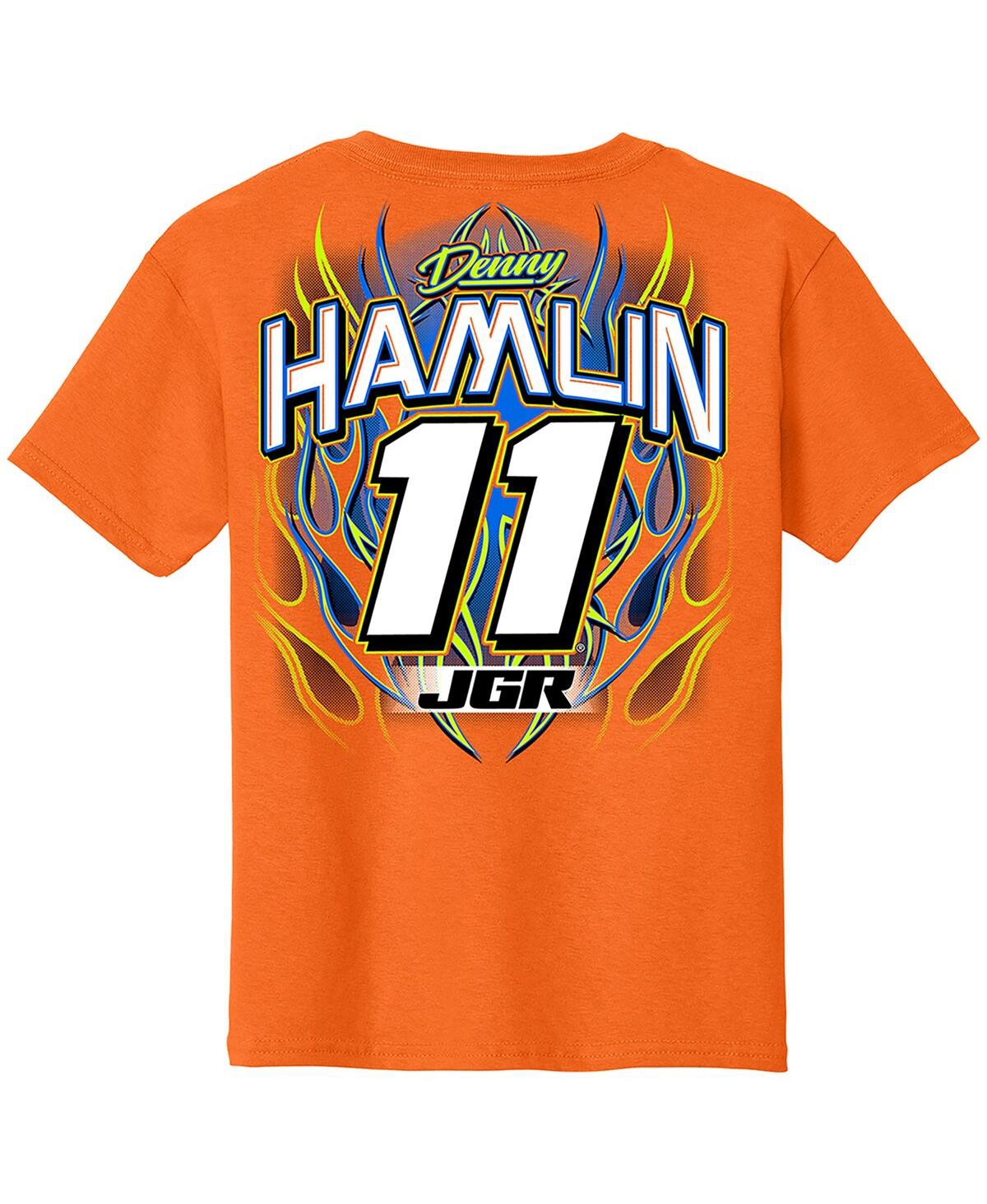 Joe Gibbs Racing Team Collection Big Boys And Girls Orange Denny Hamlin Name Number T-shirt In Orange