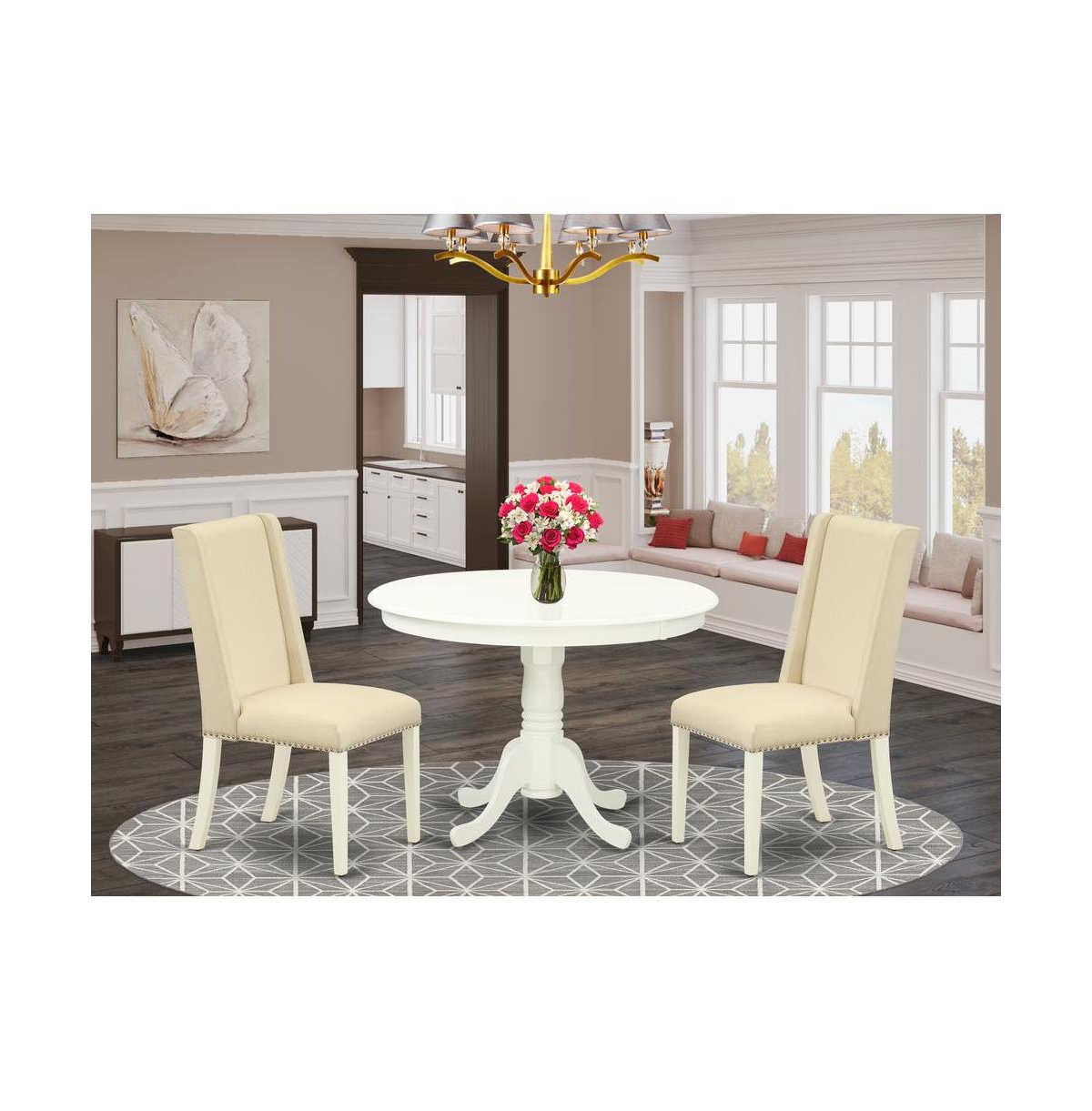 East West Furniture Dining Room Set Linen White