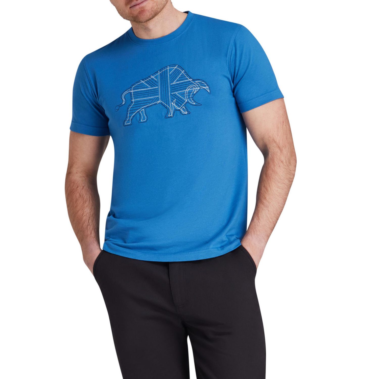 Men's Stitch Embroidery Bull T-Shirt