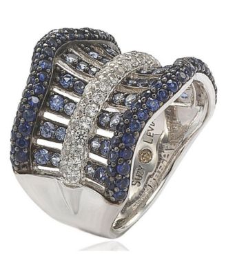 Suzy Levian Sterling Silver Sapphire Crossing Ring