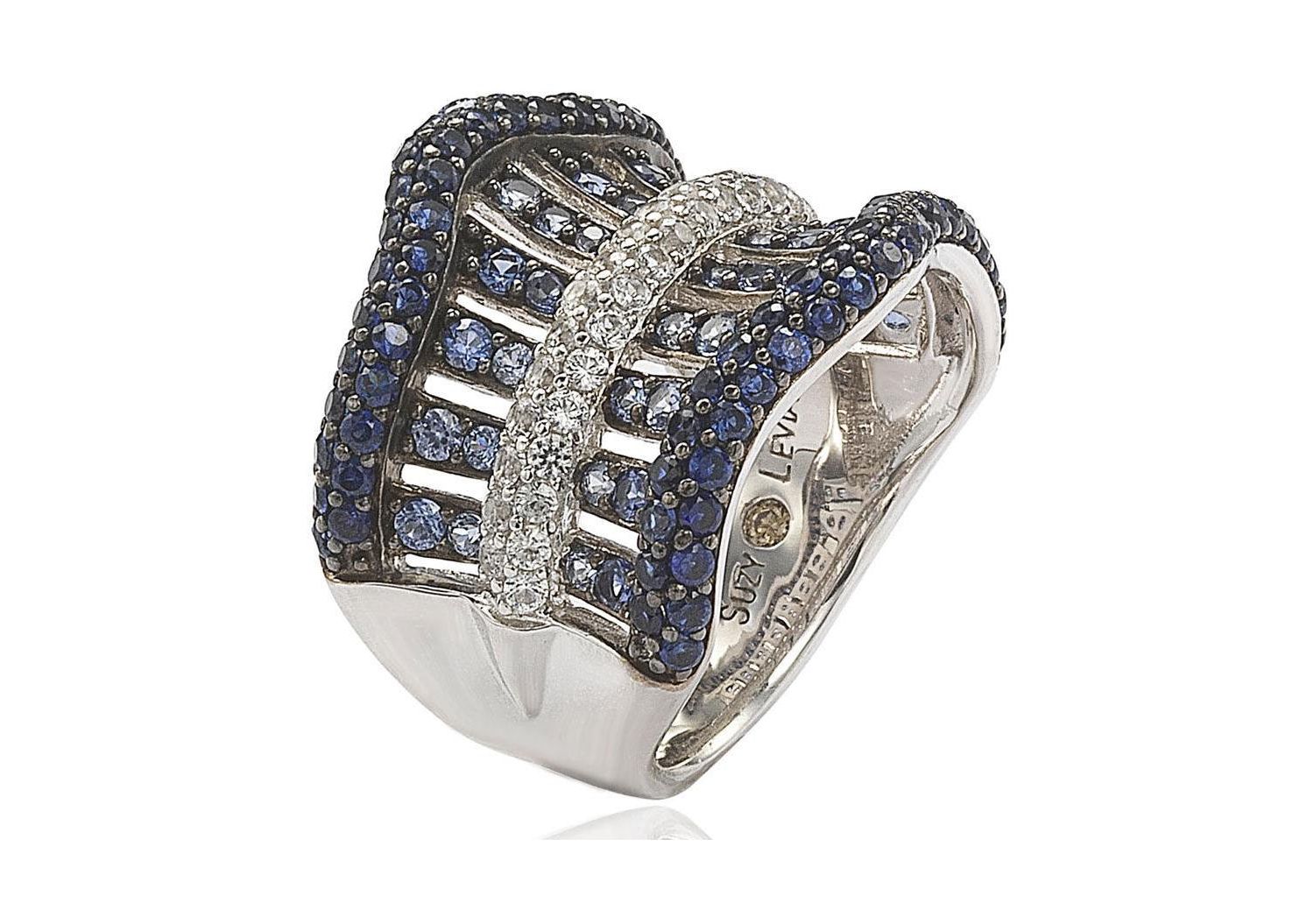 Suzy Levian Sterling Sapphire Crossing Ring