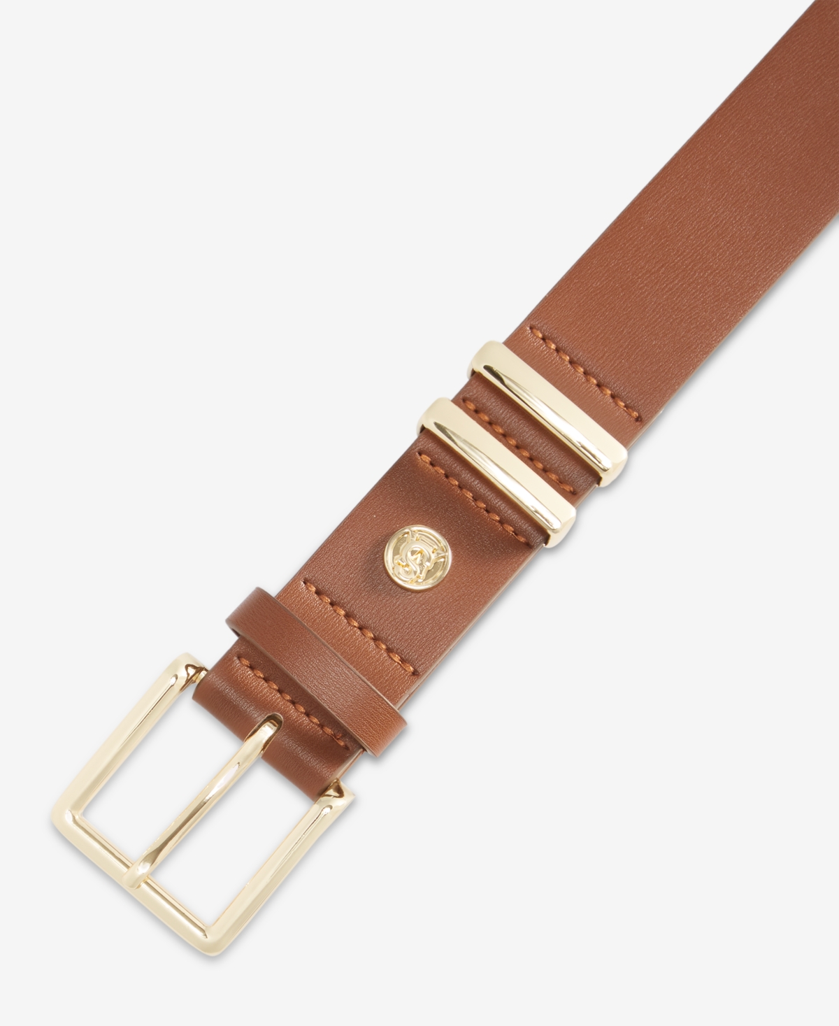 Steve Madden Textured Faux-leather Double-keeper Belt In Brown